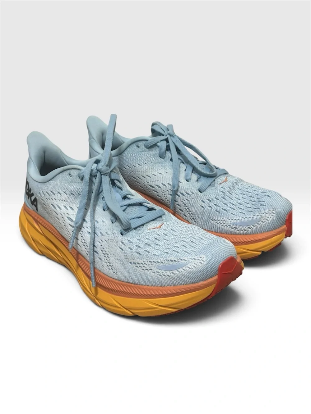 HOKA Clifton 9 Women’s 6.5B Blue Orange Running Shoes Sneakers